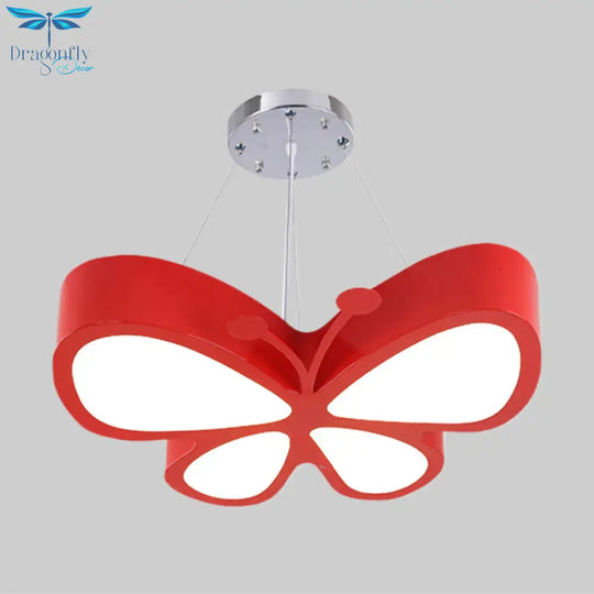 Kids Style Butterfly Chandelier Light Acrylic Led Hallway Ceiling Hang Fixture In Red/Blue/Yellow