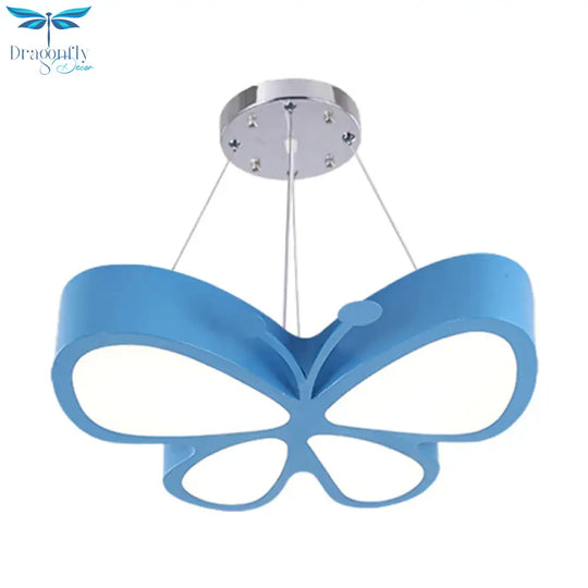 Kids Style Butterfly Chandelier Light Acrylic Led Hallway Ceiling Hang Fixture In Red/Blue/Yellow