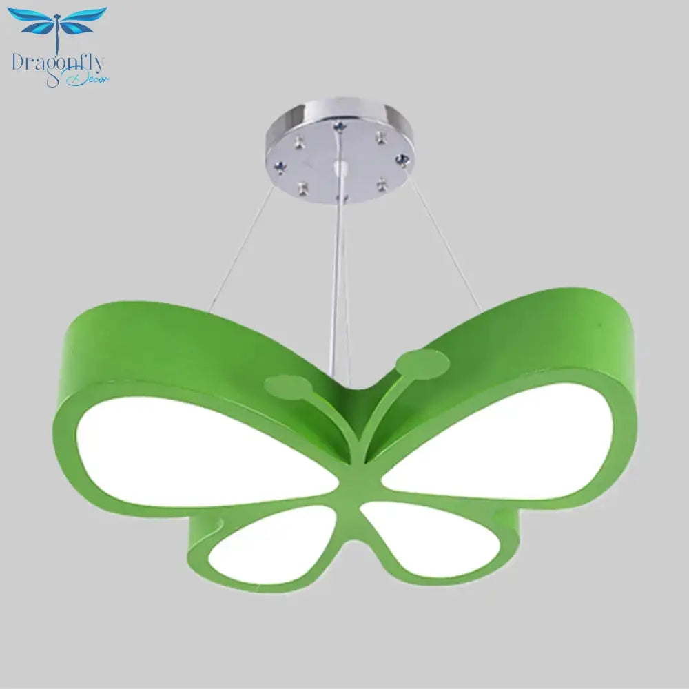 Kids Style Butterfly Chandelier Light Acrylic Led Hallway Ceiling Hang Fixture In Red/Blue/Yellow