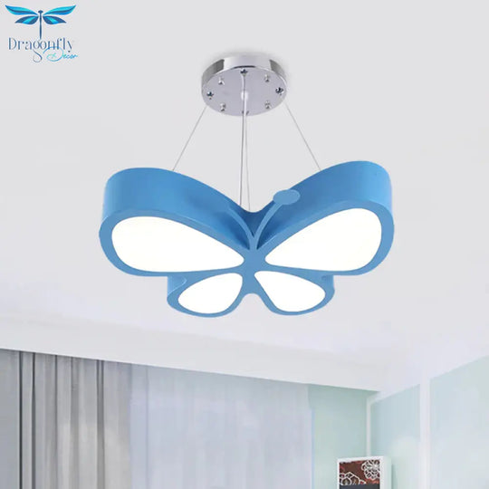 Kids Style Butterfly Chandelier Light Acrylic Led Hallway Ceiling Hang Fixture In Red/Blue/Yellow