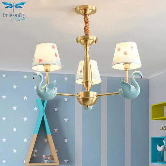 Kindergarten Swan Hanging Chandelier Fabric Art Deco Pendant Lights