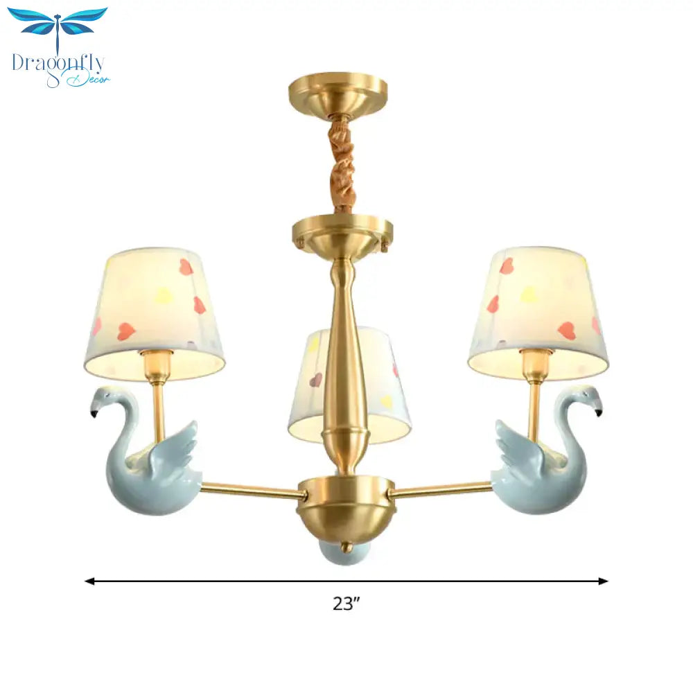 Kindergarten Swan Hanging Chandelier Fabric Art Deco Pendant Lights