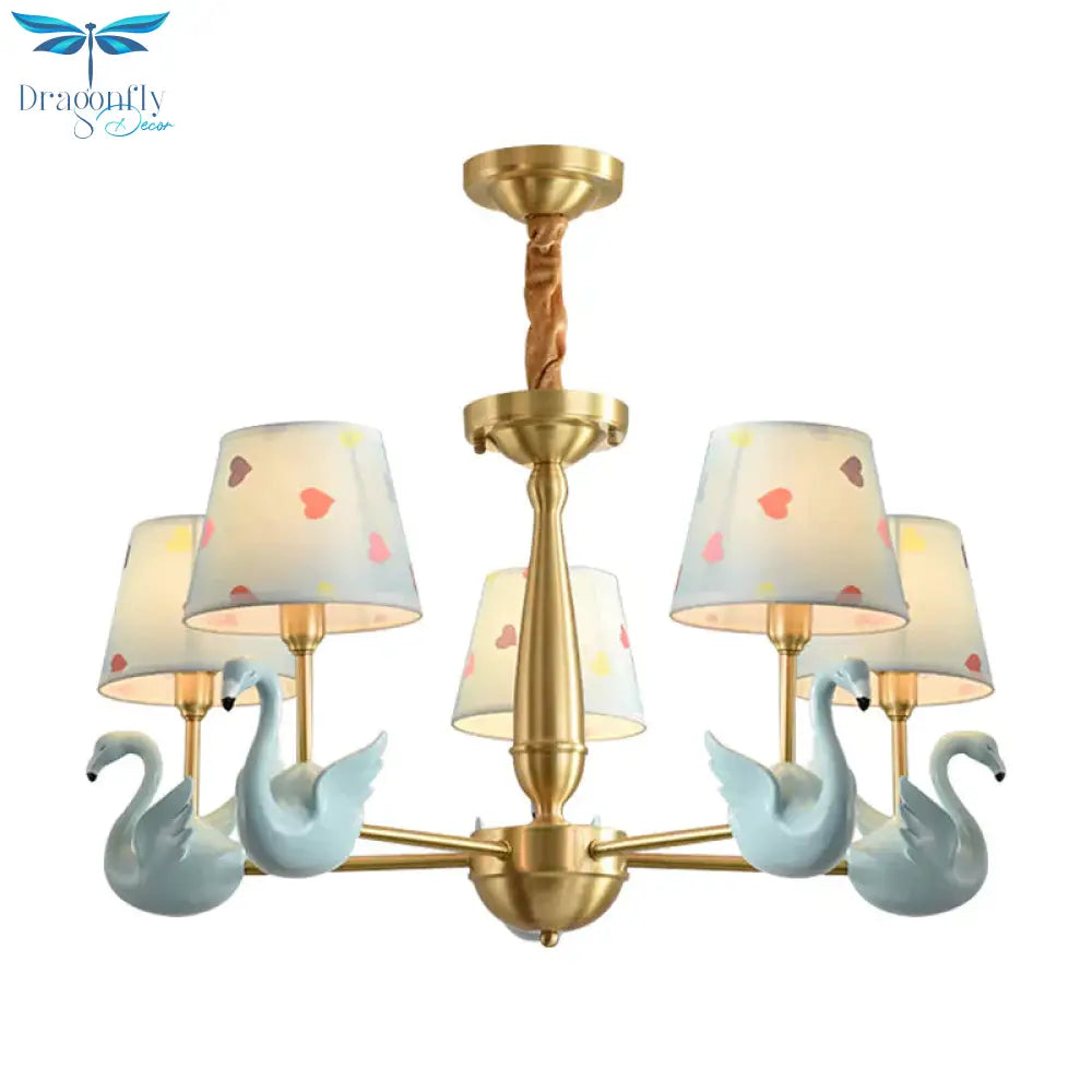 Kindergarten Swan Hanging Chandelier Fabric Art Deco Pendant Lights