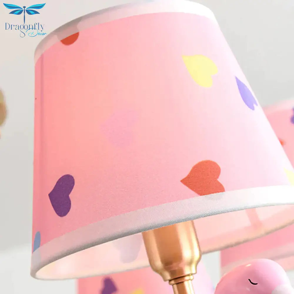 Kindergarten Swan Hanging Chandelier Fabric Art Deco Pendant Lights