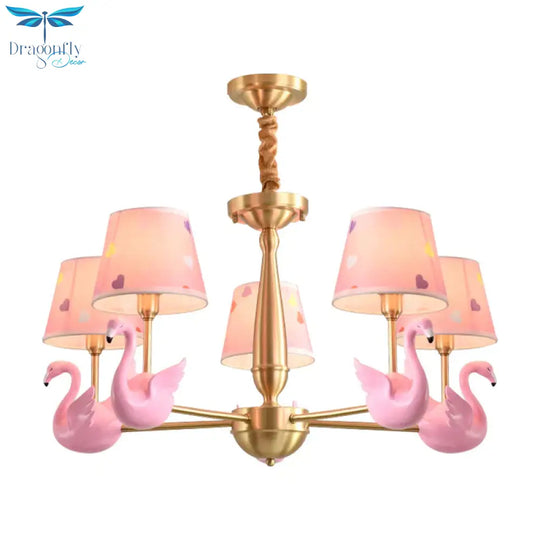 Kindergarten Swan Hanging Chandelier Fabric Art Deco Pendant Lights