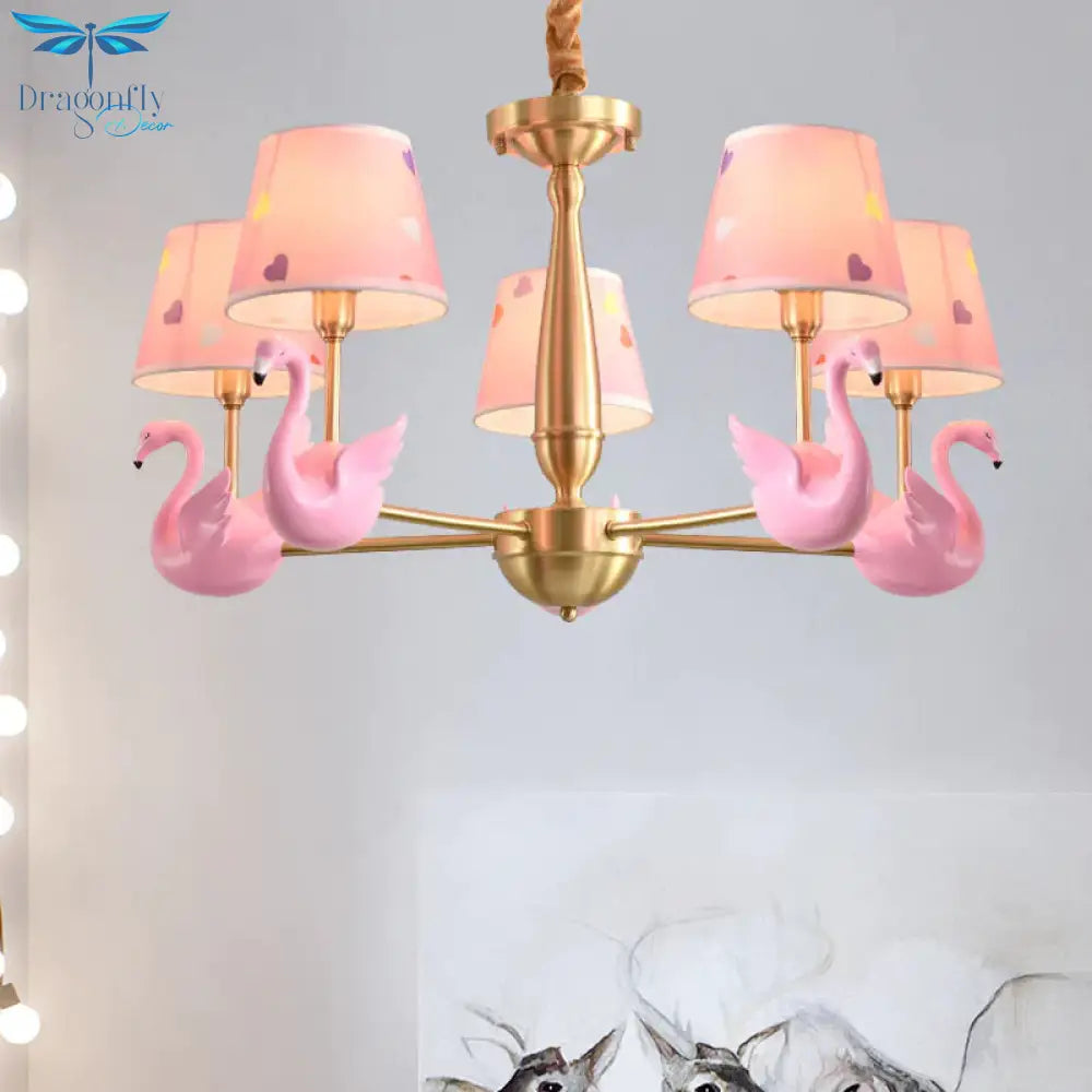 Kindergarten Swan Hanging Chandelier Fabric Art Deco Pendant Lights