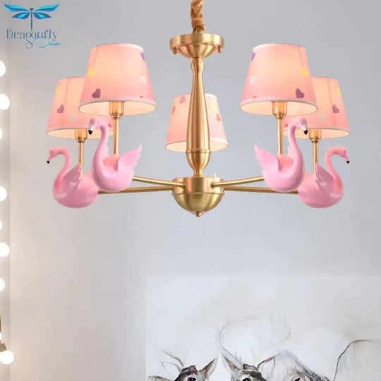 Kindergarten Swan Hanging Chandelier Fabric Art Deco Pendant Lights