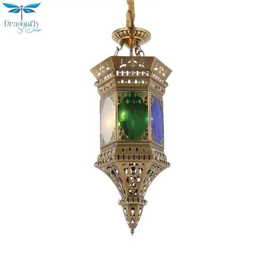 Lantern Bedroom Ceiling Chandelier Arab Metal 3 Heads Brass Suspended Pendant Light With Frosted