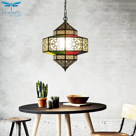 Lantern Restaurant Hanging Chandelier Arab Metal 3 Heads Brass Suspended Pendant Light