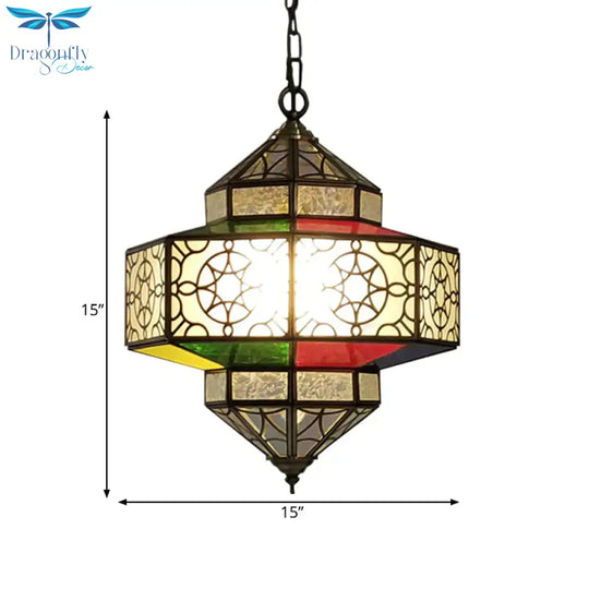 Lantern Restaurant Hanging Chandelier Arab Metal 3 Heads Brass Suspended Pendant Light