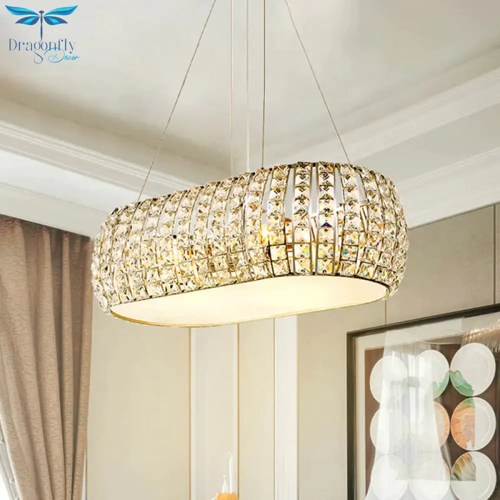 Laser Cut Ceiling Chandelier Tradition Clear Crystal 6 Heads Gold Suspension Pendant Light