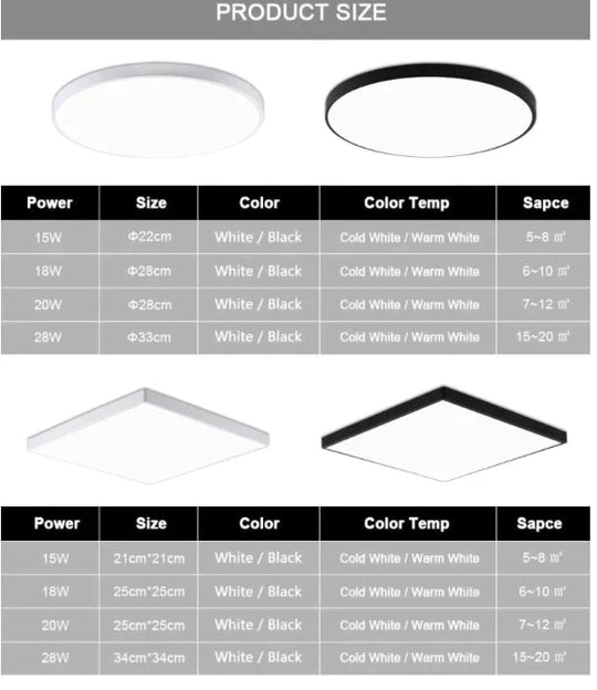 Lauren - Led Ceiling Light Acryl Alloy Modern Lamp Living Room Lighting Round & Square 3Cm Super
