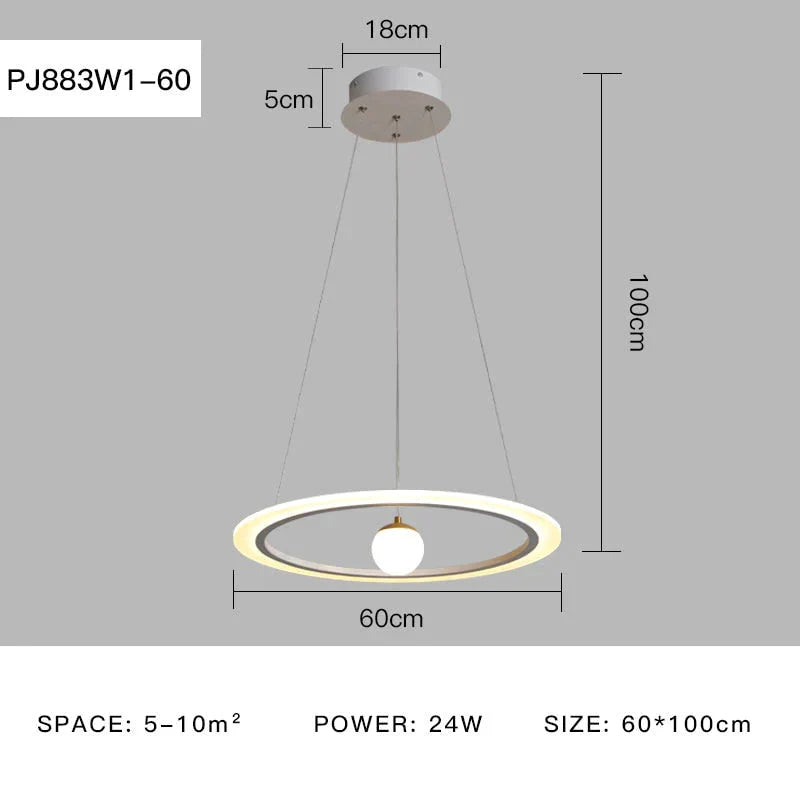 Laya - Minimalist Led Ring Pendant Light Pj883W1 - 60 / Ac80 - 265V Brightness Dimmable