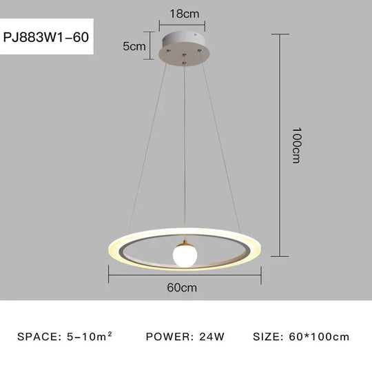 Laya - Minimalist Led Ring Pendant Light Pj883W1 - 60 / Ac80 - 265V Brightness Dimmable