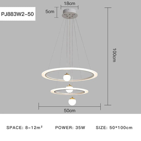 Laya - Minimalist Led Ring Pendant Light Pj883W2 - 50 / Ac80 - 265V Brightness Dimmable