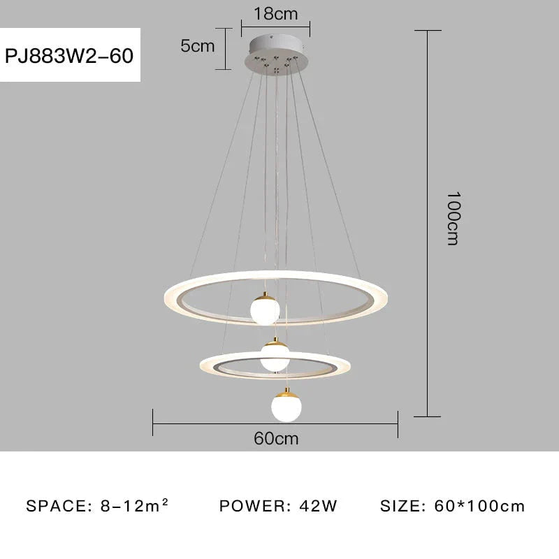 Laya - Minimalist Led Ring Pendant Light Pj883W2 - 60 / Ac80 - 265V Brightness Dimmable