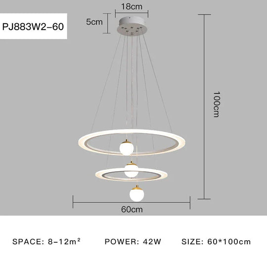 Laya - Minimalist Led Ring Pendant Light Pj883W2 - 60 / Ac80 - 265V Brightness Dimmable