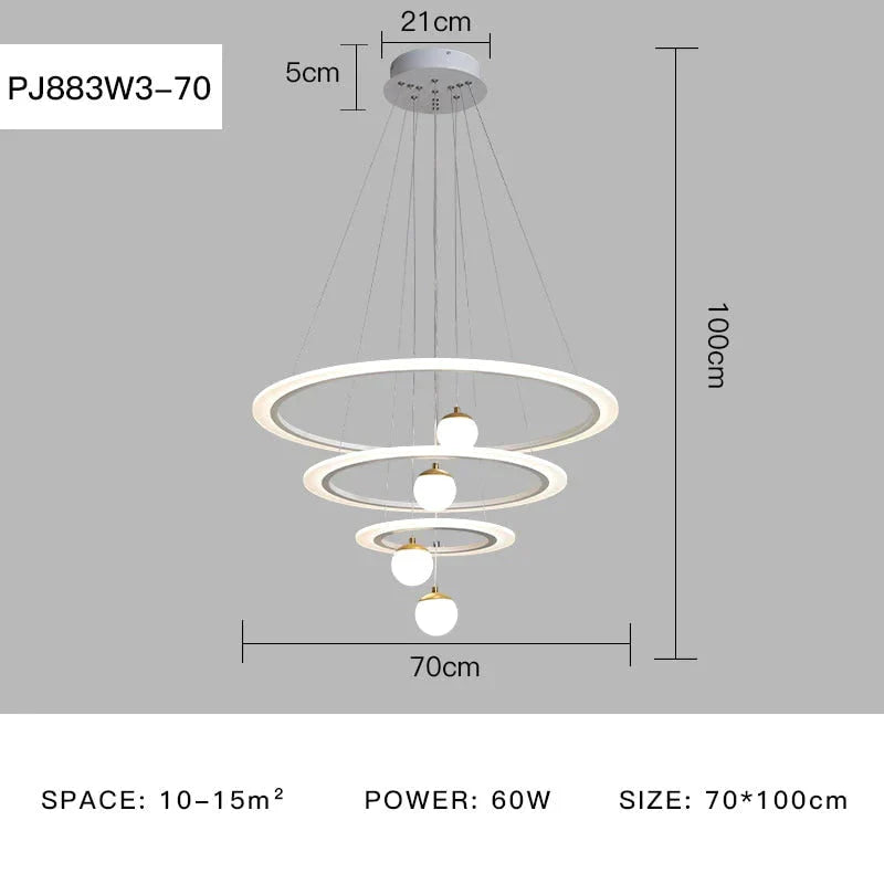 Laya - Minimalist Led Ring Pendant Light Pj883W3 - 70 / Ac80 - 265V Brightness Dimmable