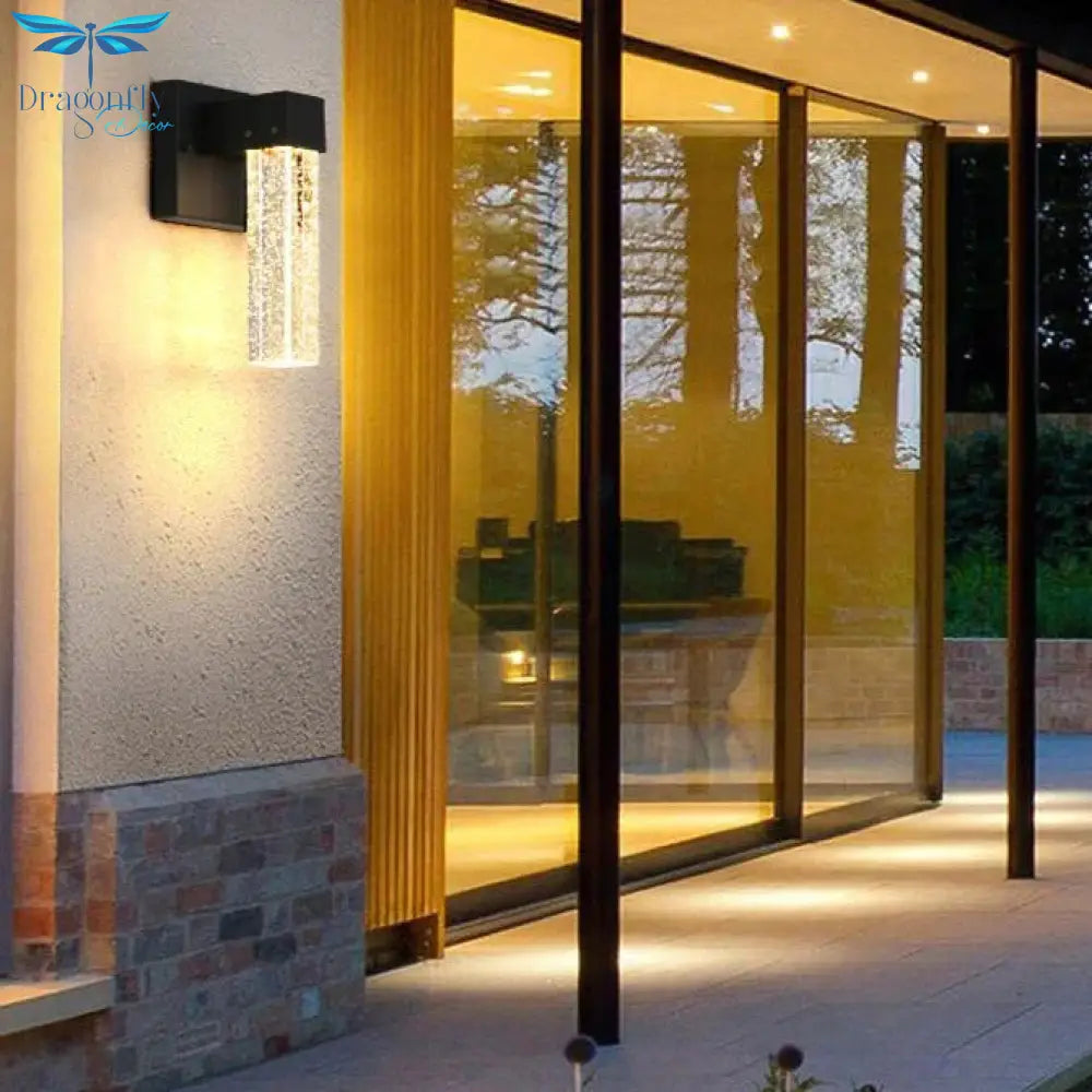 Led Aluminum Outdoor Wall Lighting Crystal Ip65 Waterproof Street Lamp For Balcony Garden 96V 220V