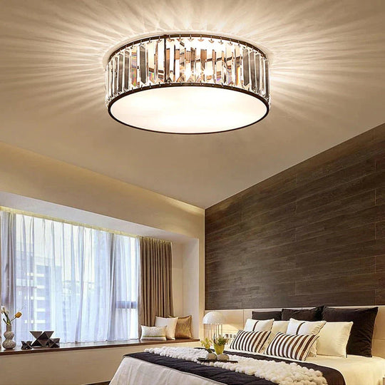 Led Ceiling Lights With K9 Crystal Modern Round Lamp Hardware Bedroom Luminaire Black Dining