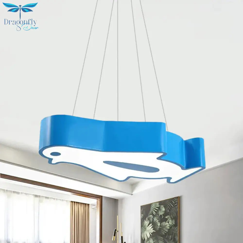 Led Hallway Flush Lighting Kids Red/Yellow/Blue Mount Light Fixture With Penguin Acrylic Shade