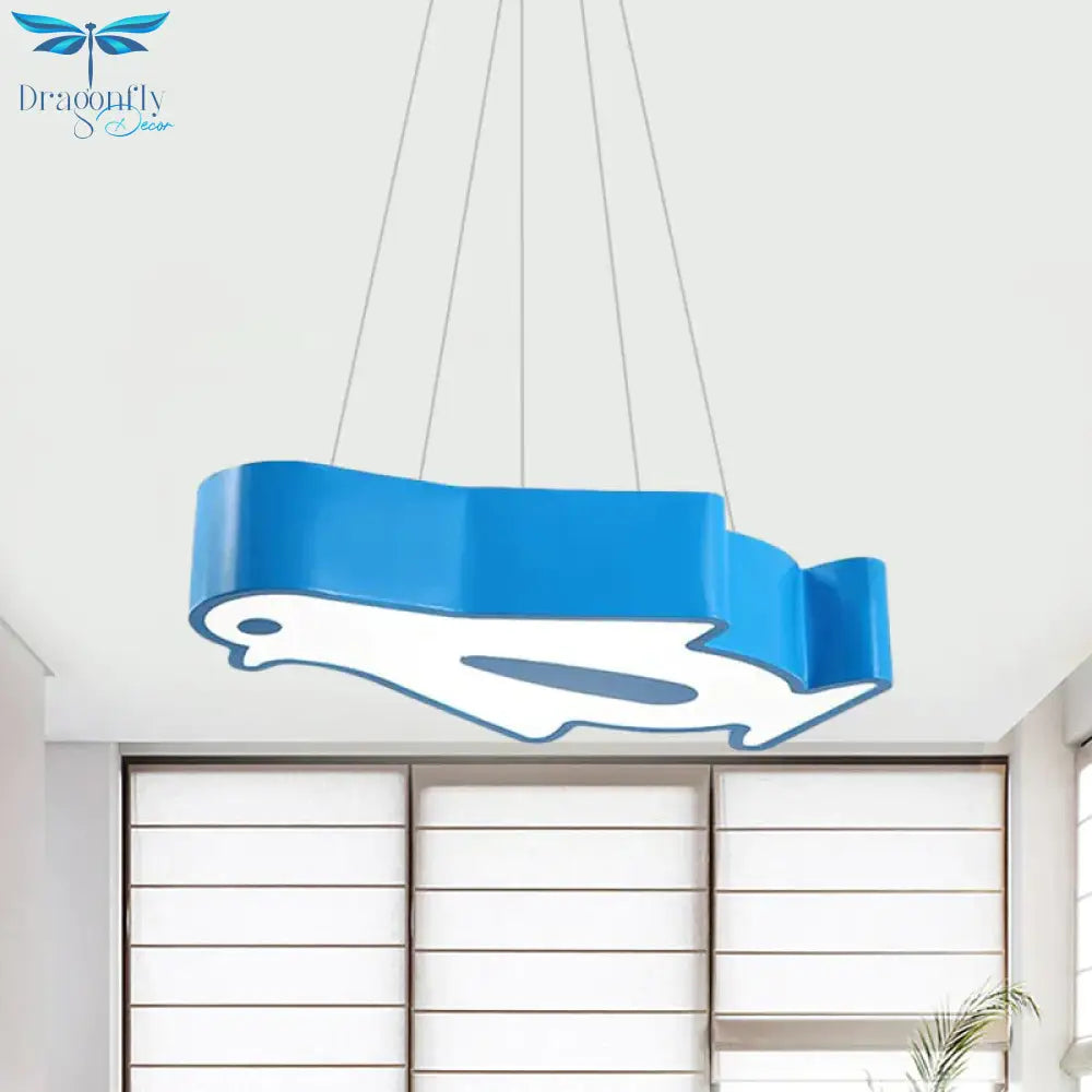 Led Hallway Flush Lighting Kids Red/Yellow/Blue Mount Light Fixture With Penguin Acrylic Shade