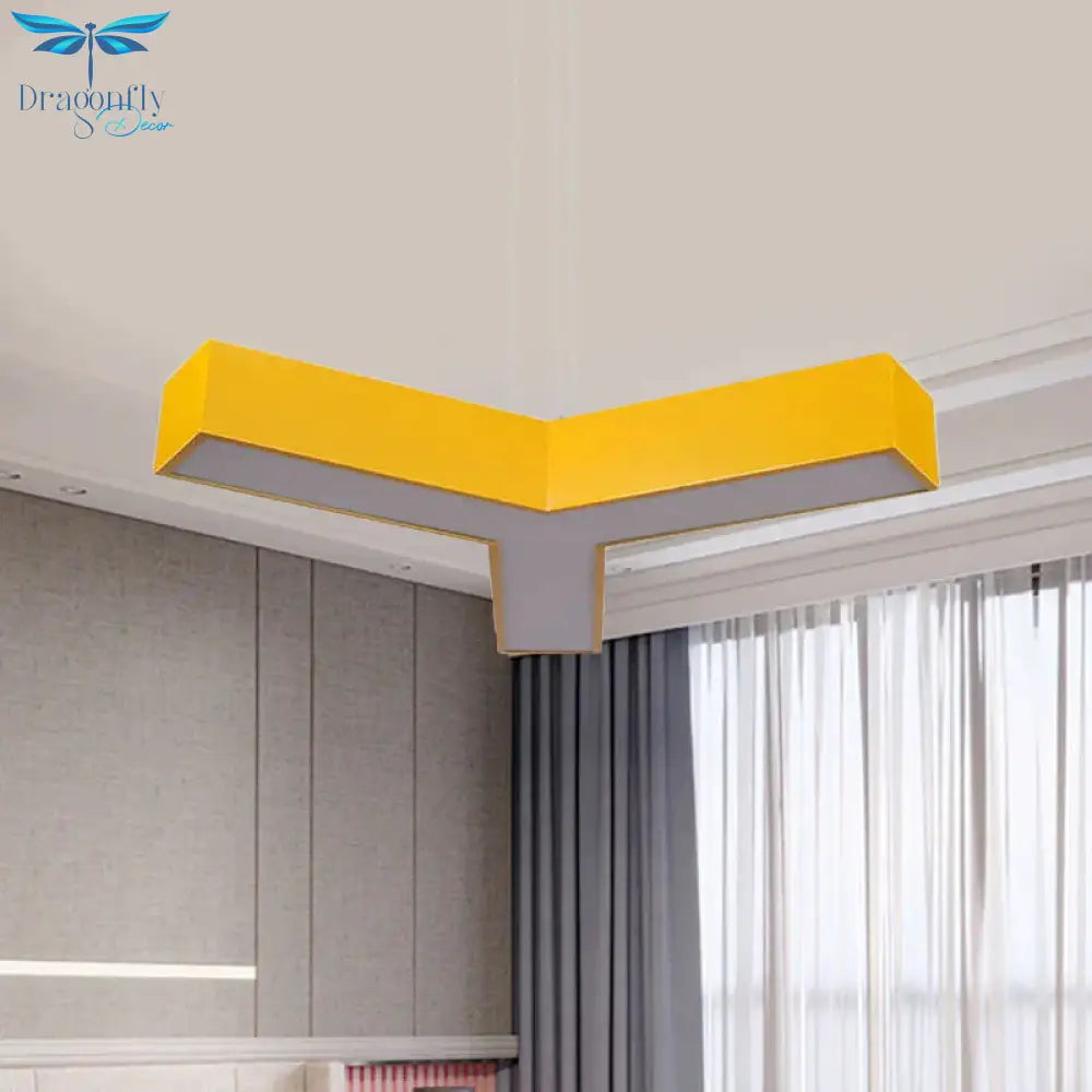Led Kindergarten Chandelier Lamp Kids Red/Yellow Hanging Light Fixture With Y - Like Acrylic Shade