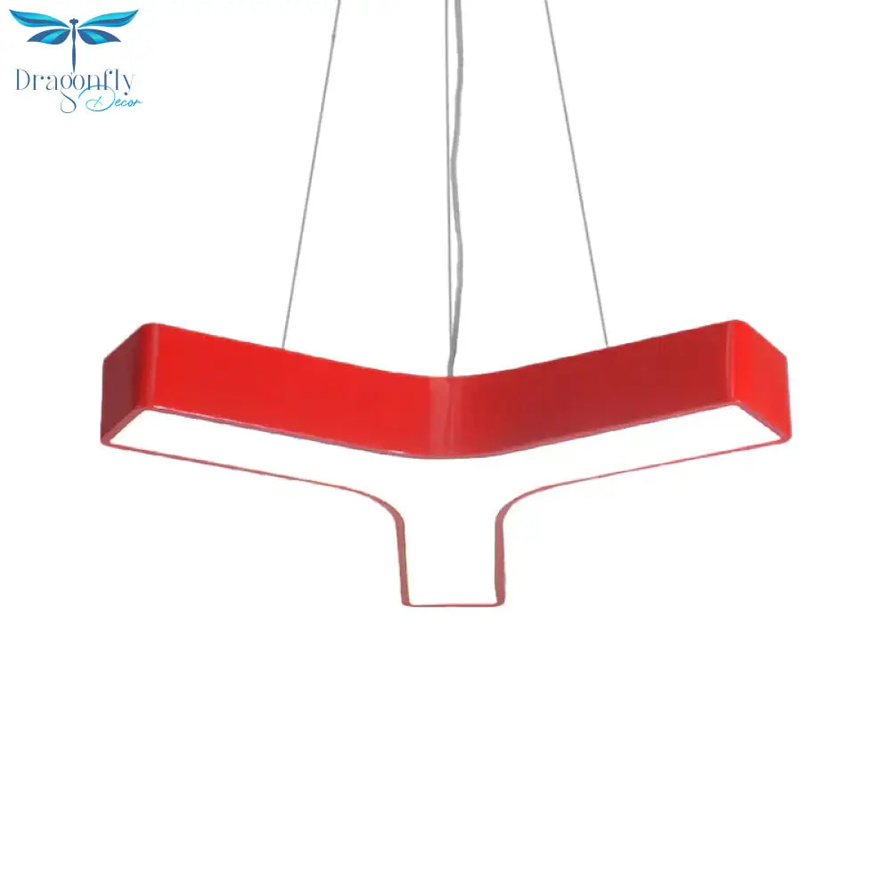 Led Kindergarten Chandelier Lamp Kids Red/Yellow Hanging Light Fixture With Y - Like Acrylic Shade