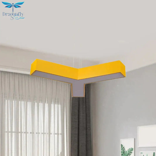 Led Kindergarten Chandelier Lamp Kids Red/Yellow Hanging Light Fixture With Y - Like Acrylic Shade