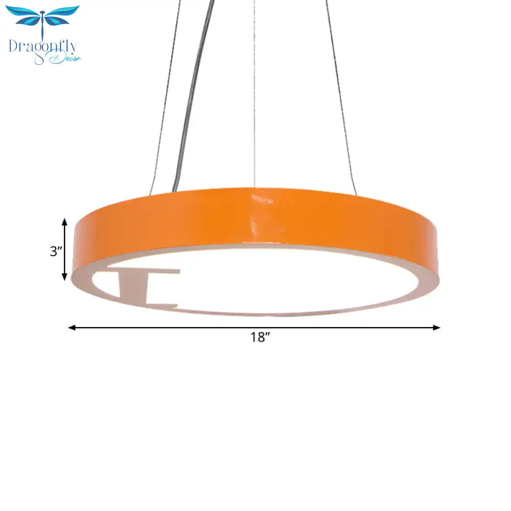 Led Living Room Chandelier Light Fixture With Round Acrylic Shade Modernism Style Yellow/Orange