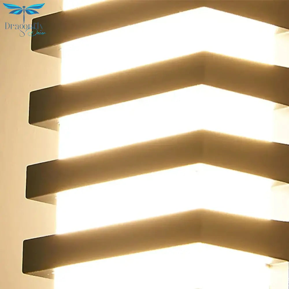 Led Outdoor Waterproof Wall Light Modern Style Aluminum Sconce Porch Garden Lightings Black 12W