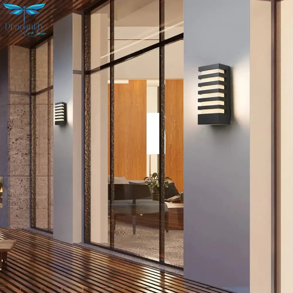 Led Outdoor Waterproof Wall Light Modern Style Aluminum Sconce Porch Garden Lightings Black 12W