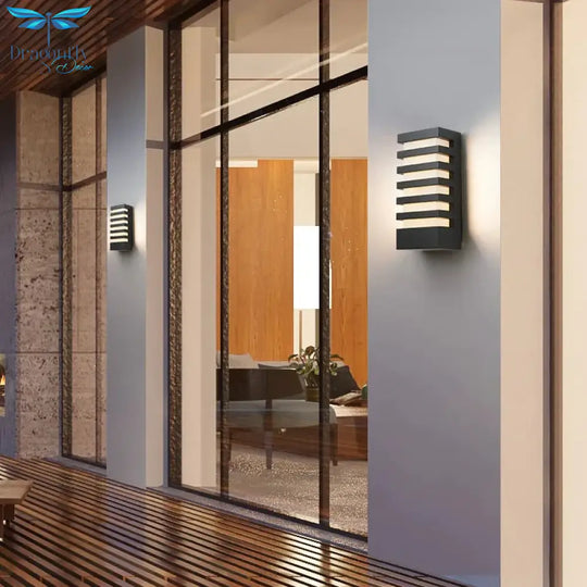 Led Outdoor Waterproof Wall Light Modern Style Aluminum Sconce Porch Garden Lightings Black 12W