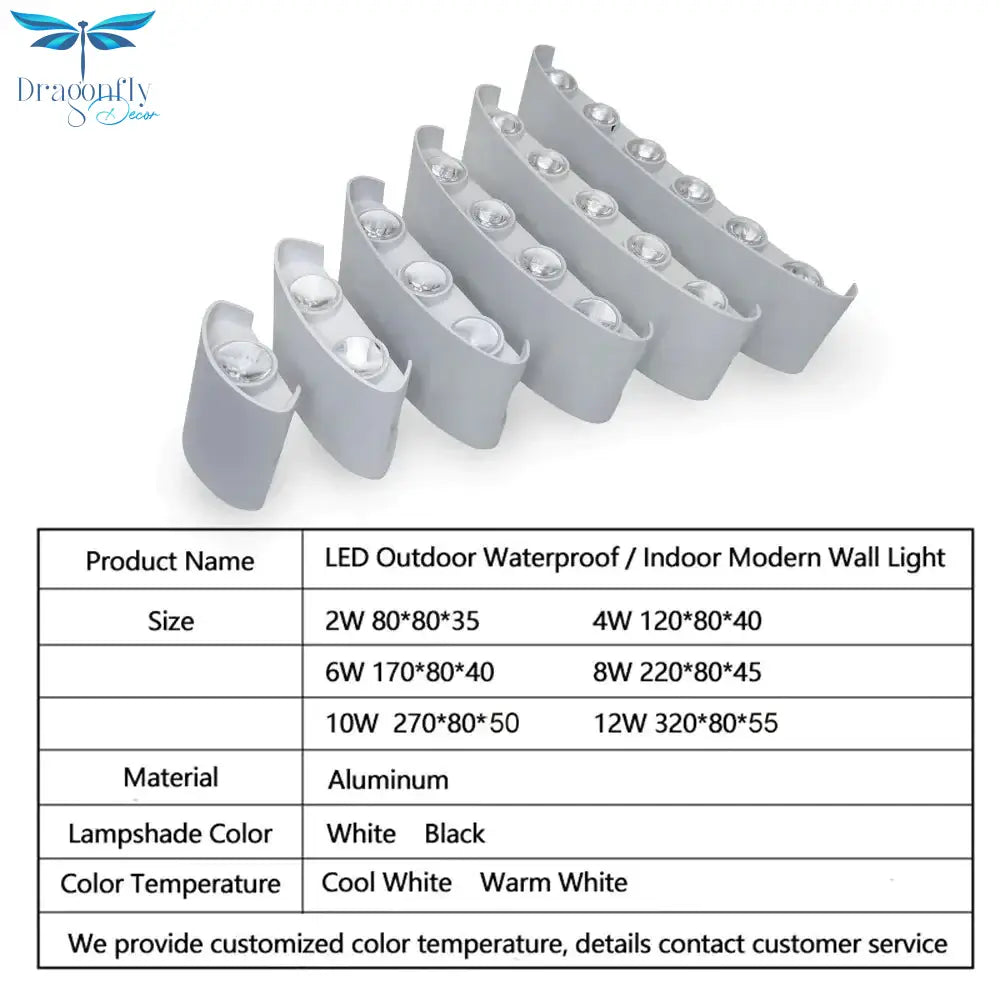 Led Wall Light Outdoor Waterproof Modern Nordic Style Indoor Lamps Living Room Porch Garden Lamp 2W