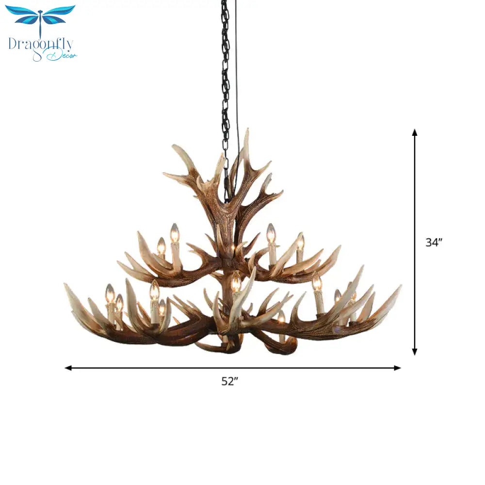 Light Brown 6/8/10 Lights Chandelier Lighting Rustic Resin Candelabra Pendant Lamp For Bedroom