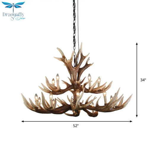 Light Brown 6/8/10 Lights Chandelier Lighting Rustic Resin Candelabra Pendant Lamp For Bedroom