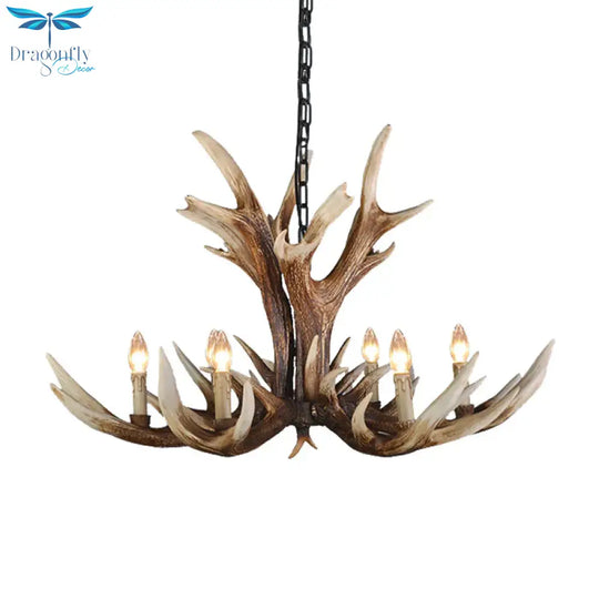 Light Brown 6/8/10 Lights Chandelier Lighting Rustic Resin Candelabra Pendant Lamp For Bedroom