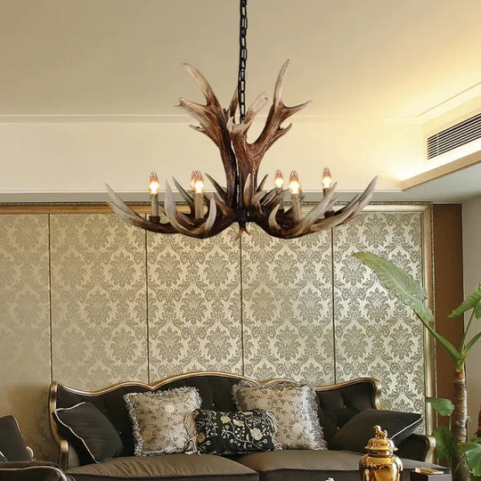 Light Brown 6/8/10 Lights Chandelier Lighting Rustic Resin Candelabra Pendant Lamp For Bedroom 6 /