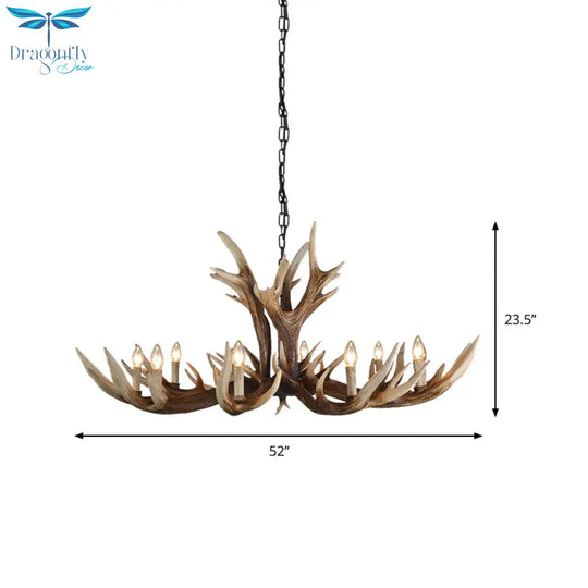 Light Brown 6/8/10 Lights Chandelier Lighting Rustic Resin Candelabra Pendant Lamp For Bedroom