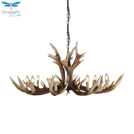 Light Brown 6/8/10 Lights Chandelier Lighting Rustic Resin Candelabra Pendant Lamp For Bedroom