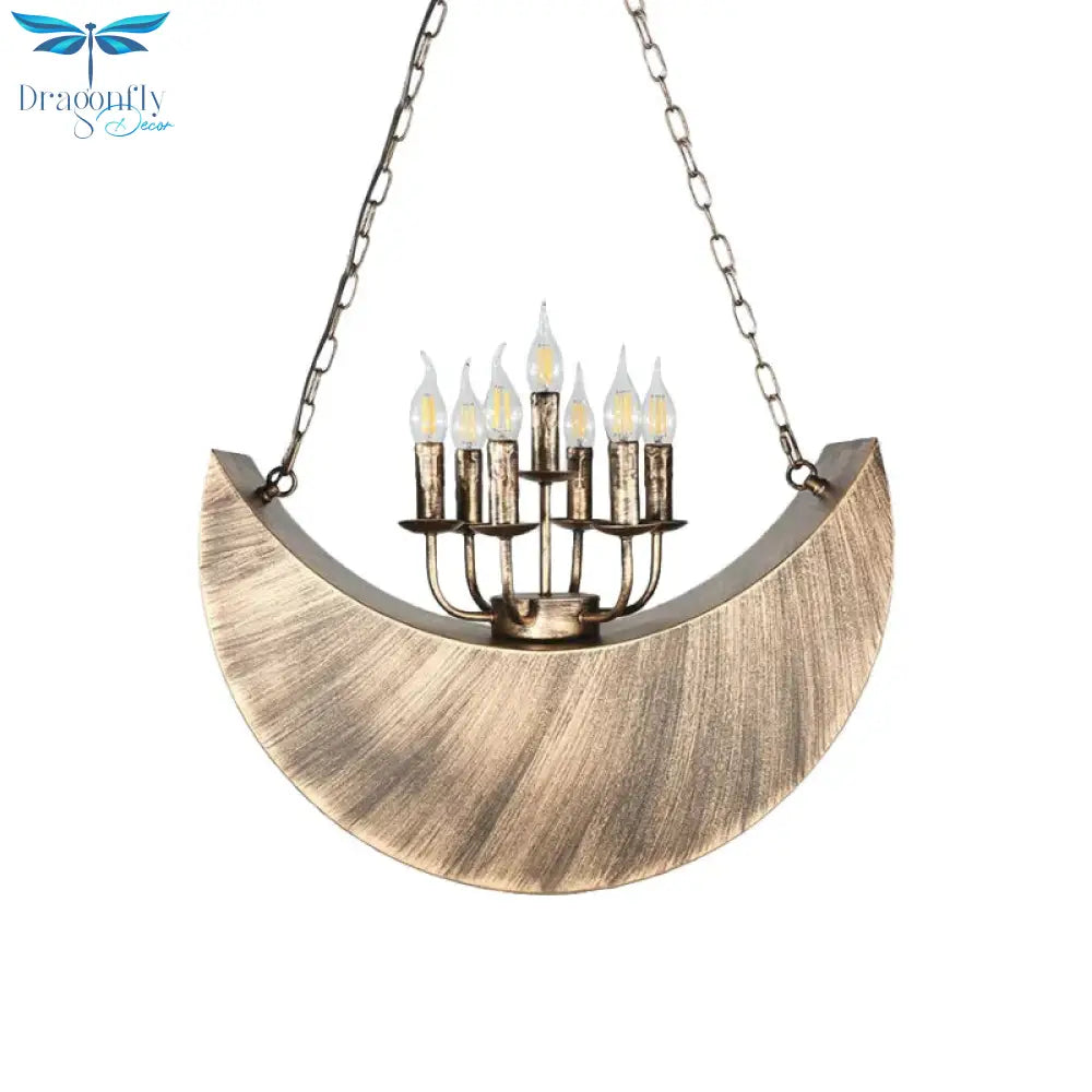 Living Room Candle Hanging Light With Crescent Deco Metal 7 - Light Vintage Chandelier In Legacy