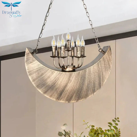Living Room Candle Hanging Light With Crescent Deco Metal 7 - Light Vintage Chandelier In Legacy