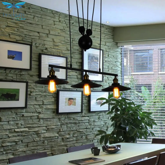 Loft Hanglamp Retro Wrought Iron Vintage Chandeliers Industrial Adjustable Pulley Pendant Lamps