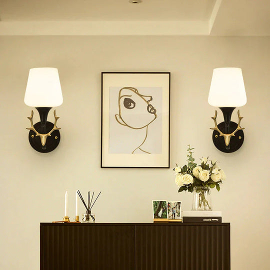 Lovely Antler Bedroom Bedside Staircase Full Copper Wall Lamp Lamps