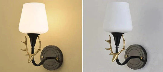 Lovely Antler Bedroom Bedside Staircase Full Copper Wall Lamp Lamps