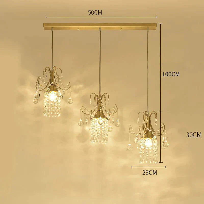Luxury Single Head Crystal Dining Room Pendant Light Three - Heads - Straight / Without - Bulb