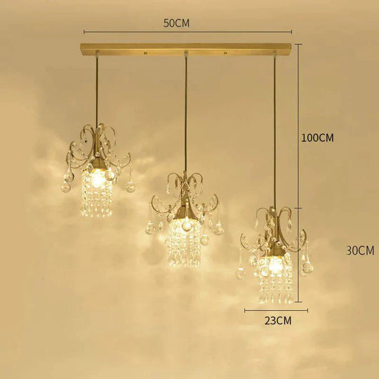 Luxury Single Head Crystal Dining Room Pendant Light Three - Heads - Straight / Without - Bulb