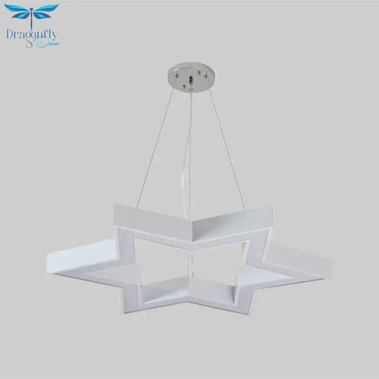 Macaroon Six - Pointed Star Pendant Lamp Acrylic Nursery Room Led Chandelier Lighting In White