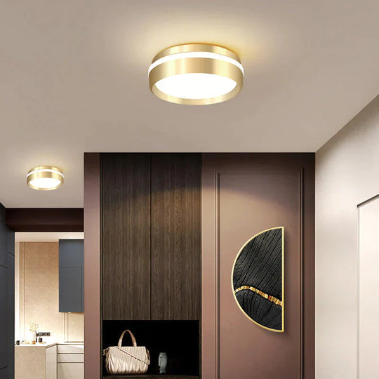 Mara - Modern Minimalist Gateway Round Gold Led Small Ceiling Lamp