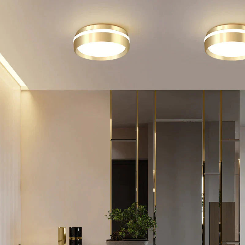 Mara - Modern Minimalist Gateway Round Gold Led Small Ceiling Lamp
